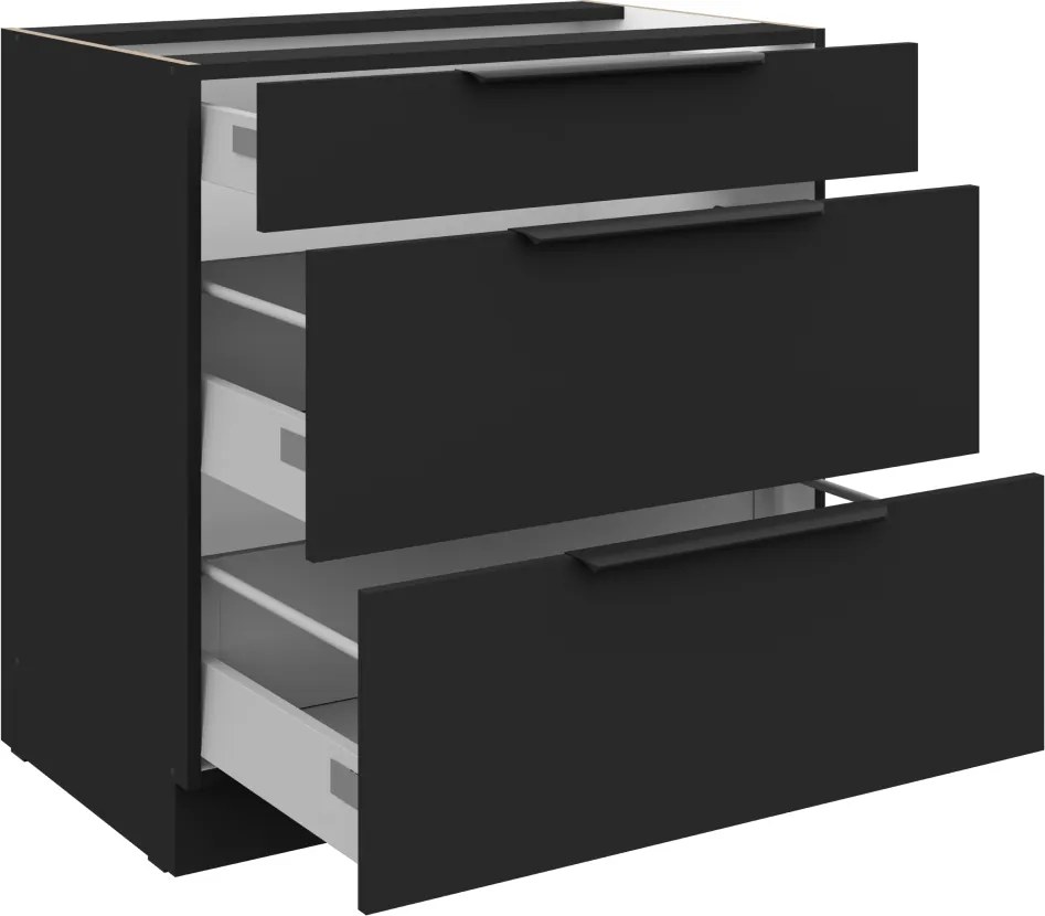 Dulap inferior, negru, SIBER 80 D 3S BB