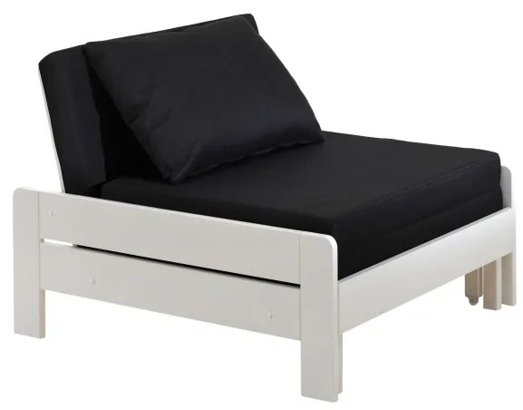 PINO Pat copii LOFT CU CANAPEA EXTENSIBILĂ 90 X 200 CM ALB