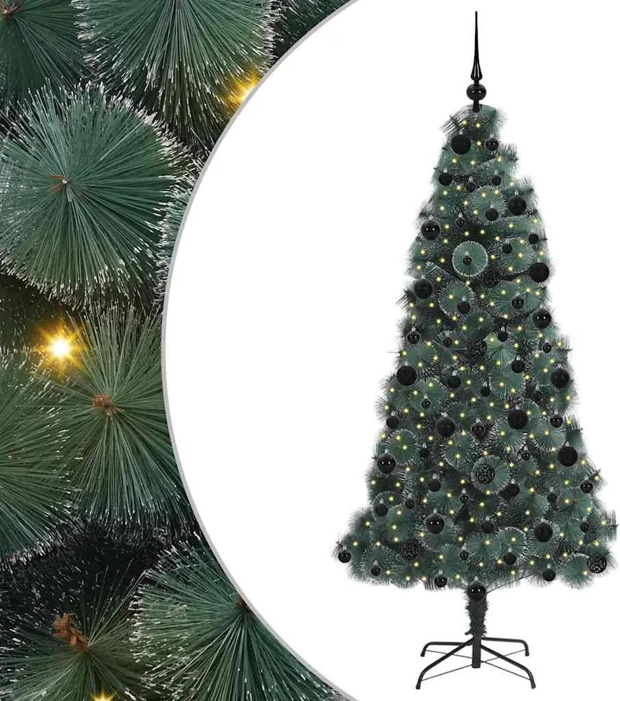 vidaXL Brad de Crăciun artificial pre-iluminat cu set de globuri Verde