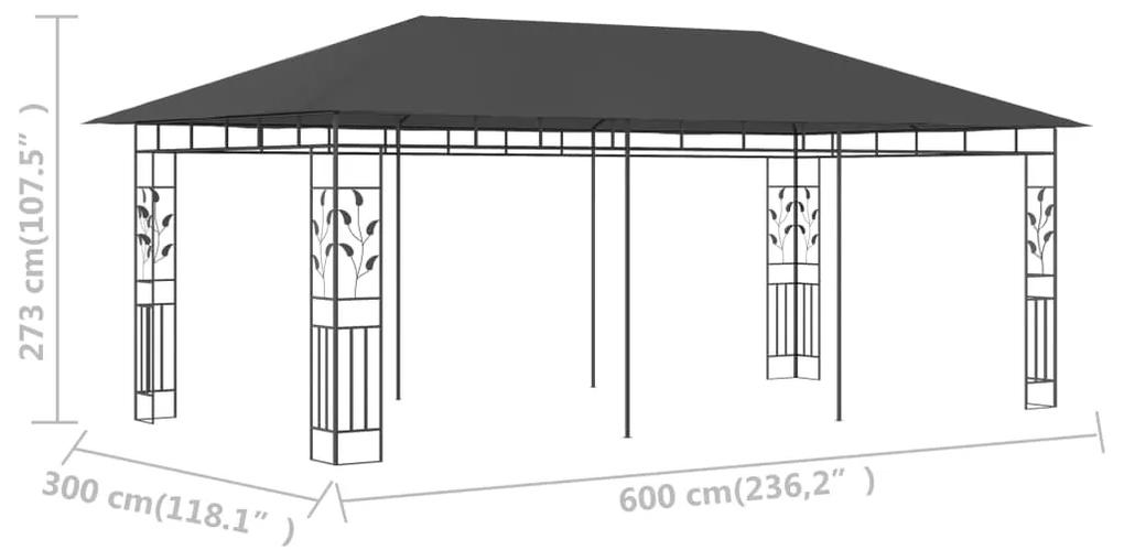 Pavilion cu plasa anti-tantari, antracit, 6 x 3 x 2,73 m Antracit, 6 x 3 x 2.73 m