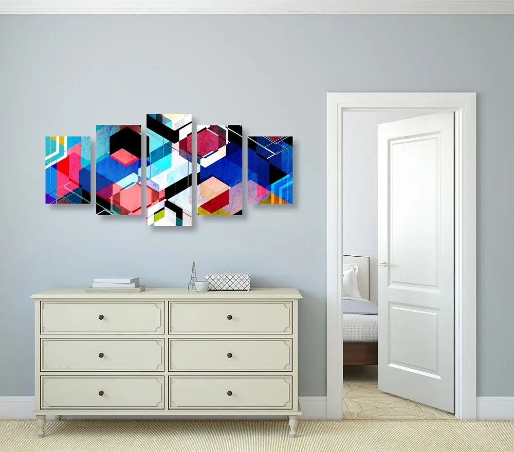 Tablou 5-piese geometrie abstractă