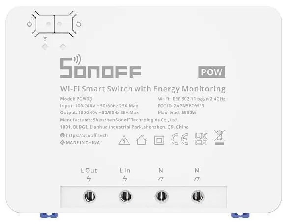 Releu inteligent Wi-Fi cu monitorizare a energiei Sonoff POWR3 (25A/5500W)