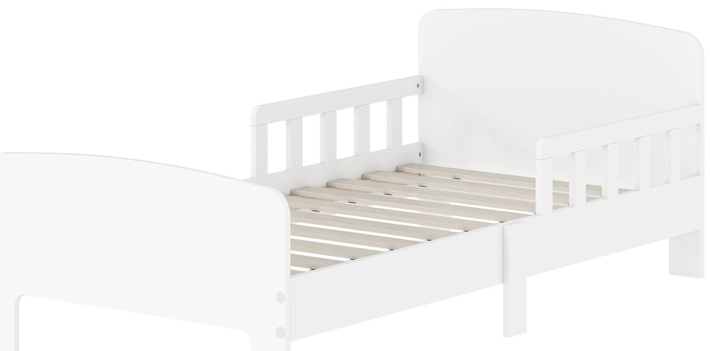 AIYAPLAY Pat pentru copii cu bariere de siguranță, pat pentru copii mici pentru vârsta 3–8 ani, MDF, Alb | Aosom Romania