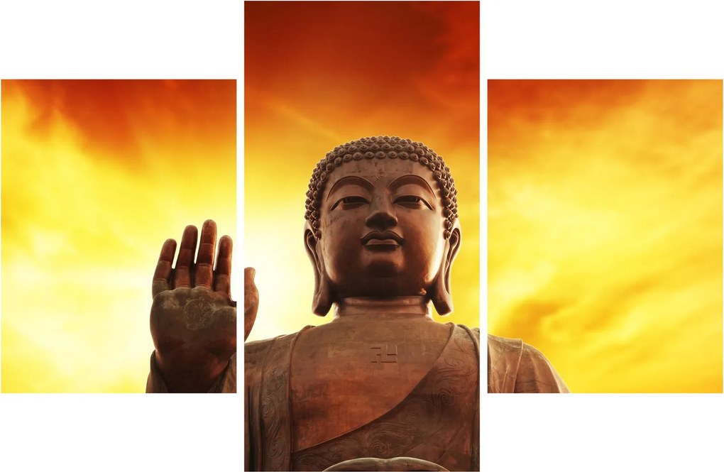 Tablou - Buddha cu fundal roșu și galben (90x60 cm)