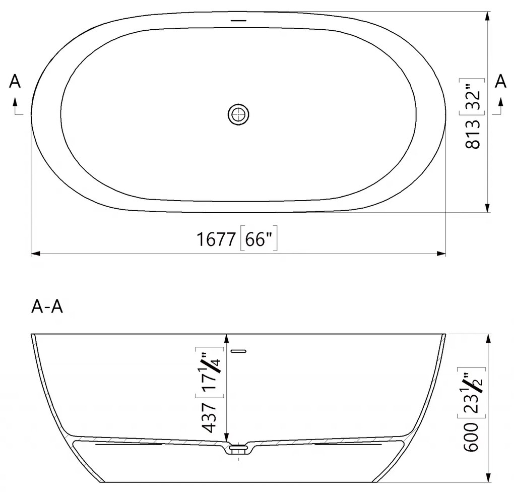 Cada freestanding compozit Marmite Lagos, 167 x 81 cm, ovala, alb lucios 167 x 81 cm