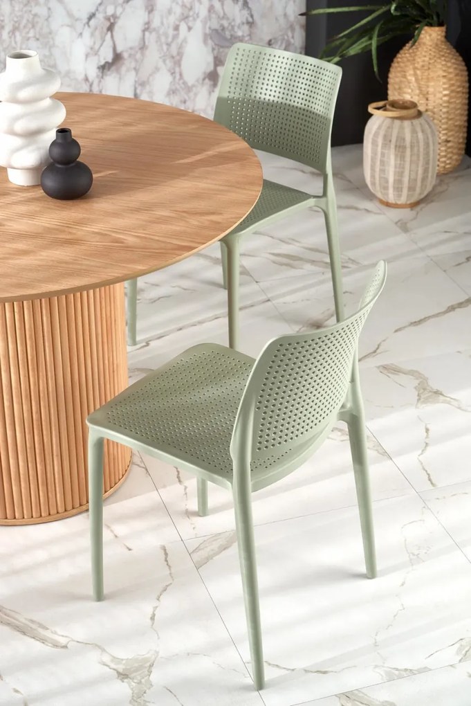 Set masa rotunda Lopez + 4 scaune din plastic K514 menta