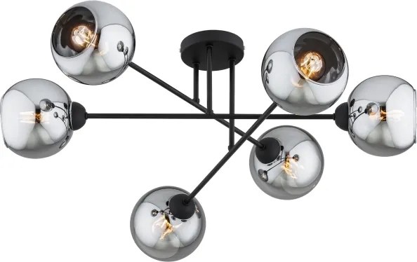 Brilagi - Lustru aplicat DIOR 6xE27/60W/230V negru/gri fumuriu