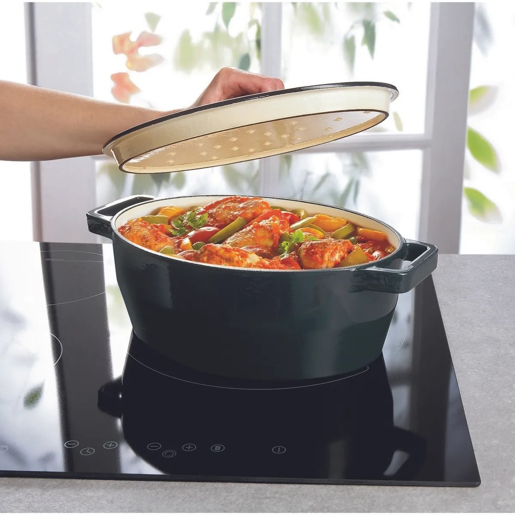 Pyrex Cratiță din fontă cu capac 6 l, 33 x 25 cm,gri, 6 l