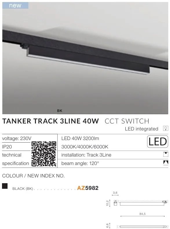 Accesoriu, Modul LED pentru sina trifazata TANKER TRACK 3LINE 40W CCT