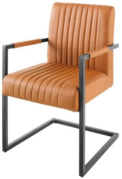 Scaun cu brate design retro Big Aston piele naturala coniac vintage