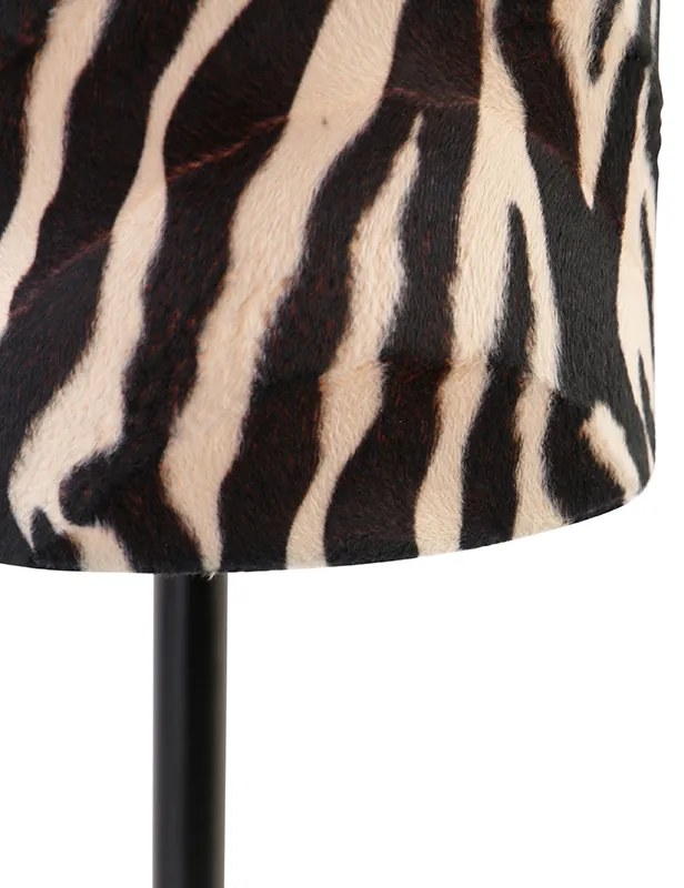 Lampă de masă modernă neagră cu abajur cu imprimeu zebră 25 cm - Simplo