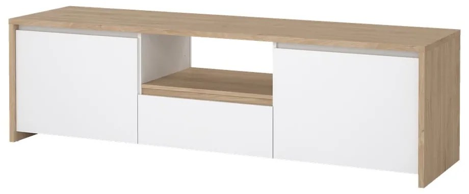 Comodă TV albă-în culoare naturală cu aspect de lemn de stejar 179x52x48 cm Next – Tvilum
