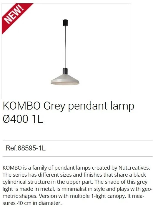 Lustra / Pendul modern design minimalist KOMBO gri 40cm