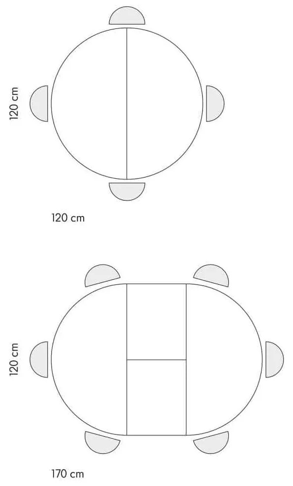Masa Melania rotunda extensibila 120 cm - GRI CIMENT