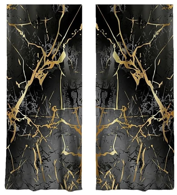 Draperii negre-aurii 2 buc. 140x260 cm – Mila Home