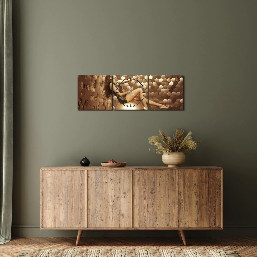 Tablou - Femeia în încăperea de aur (cu ceas) (90x30 cm)