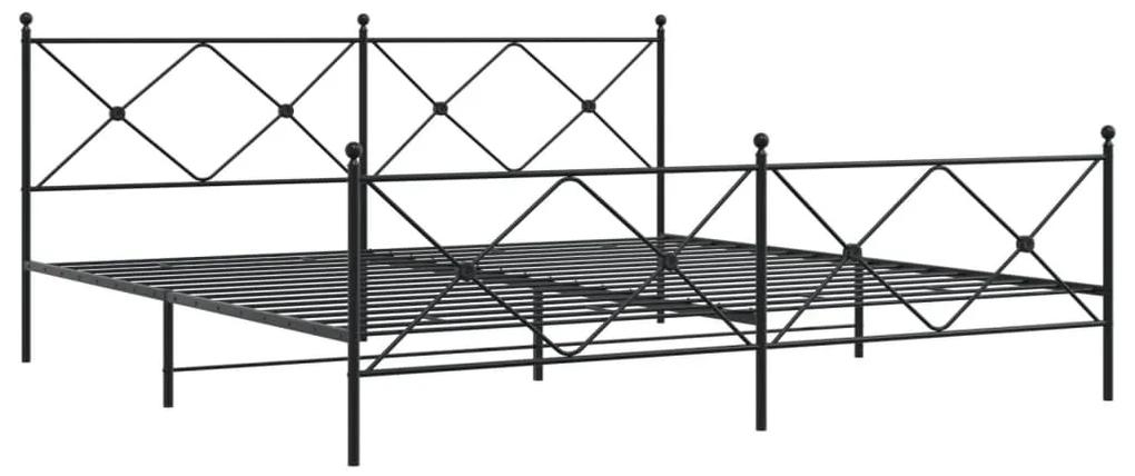 376526 vidaXL Cadru pat metalic cu tăblii de cap/picioare, negru, 193x203 cm