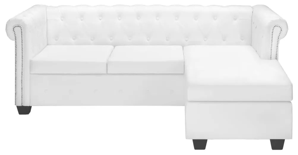 275225 vidaXL Canapea Chesterfield în formă de L, piele ecologică, alb