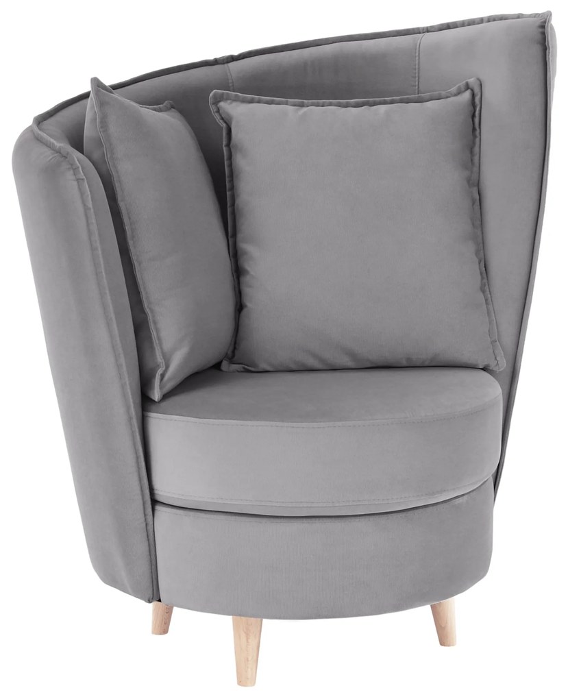 Fotoliu Art Deco, ţesătură Paros de culoare gri deschis / fag, ROUND NEW