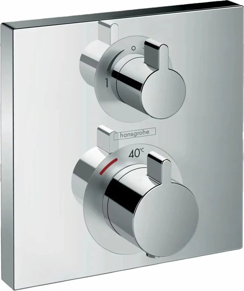Baterie dus termostatata Hansgrohe Ecostat Square cu montaj incastrat 2 functii crom