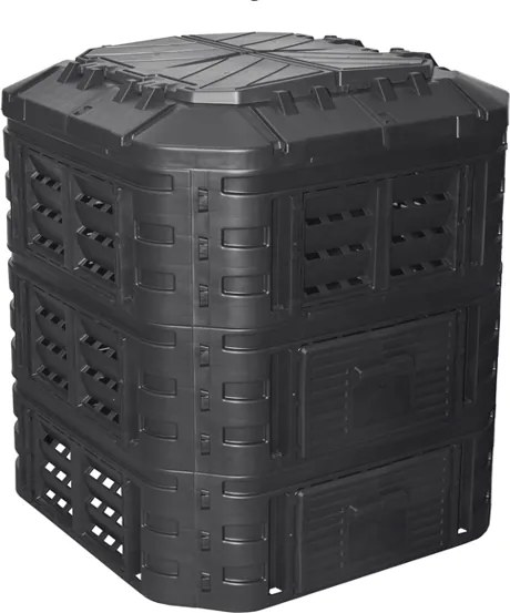 Composter din plastic pentru grădină, 860 l, negru