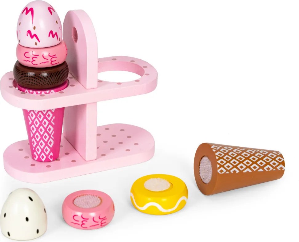 Set de înghețată Velcro din lemn 9 bucăți jucărie de feliere