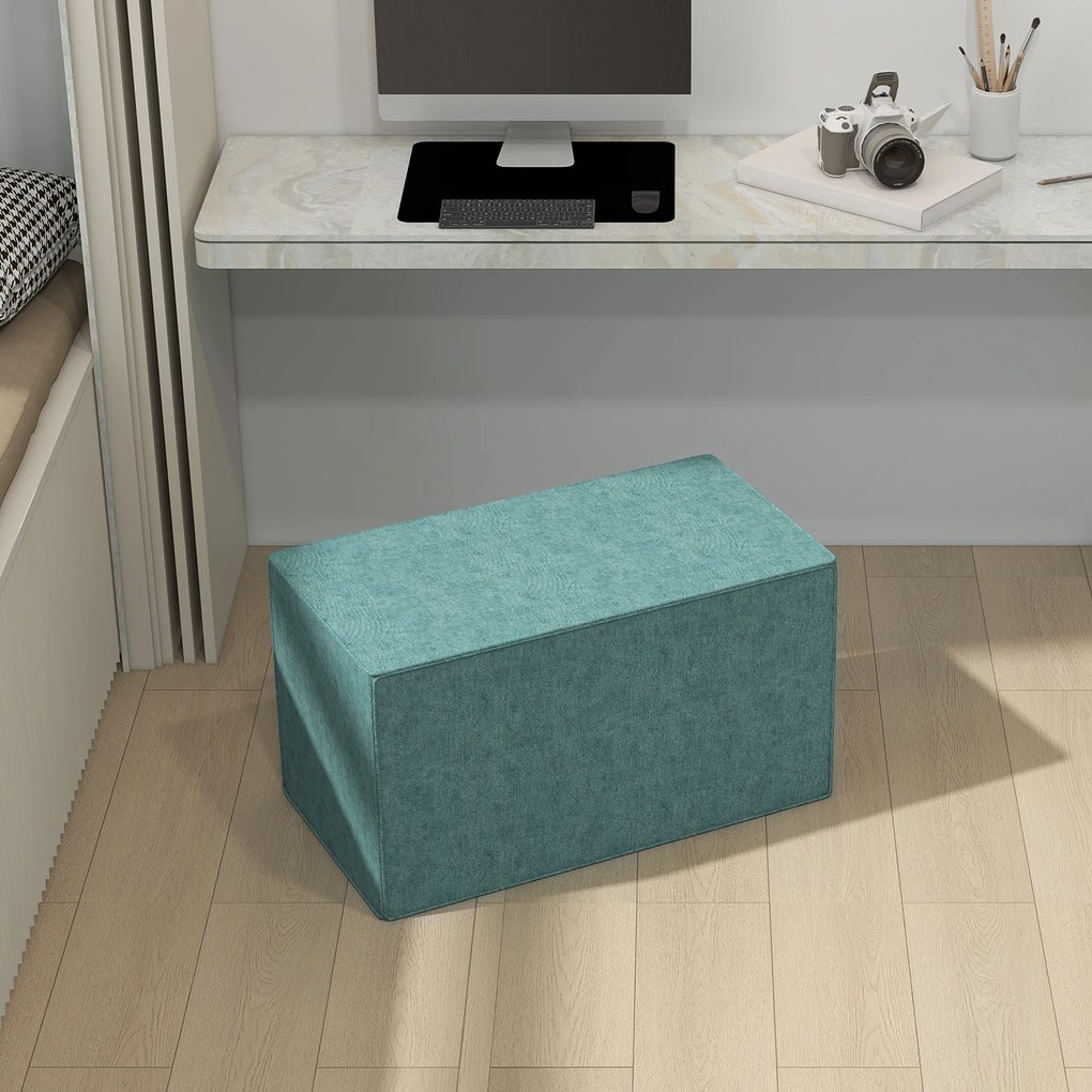 HOMCOM Taburet pentru Picioare 2 în 1 cu Husă Detașabilă, Taburet Puf din Material cu Aspect de In, 75x41x41 cm, Verde | Aosom Romania