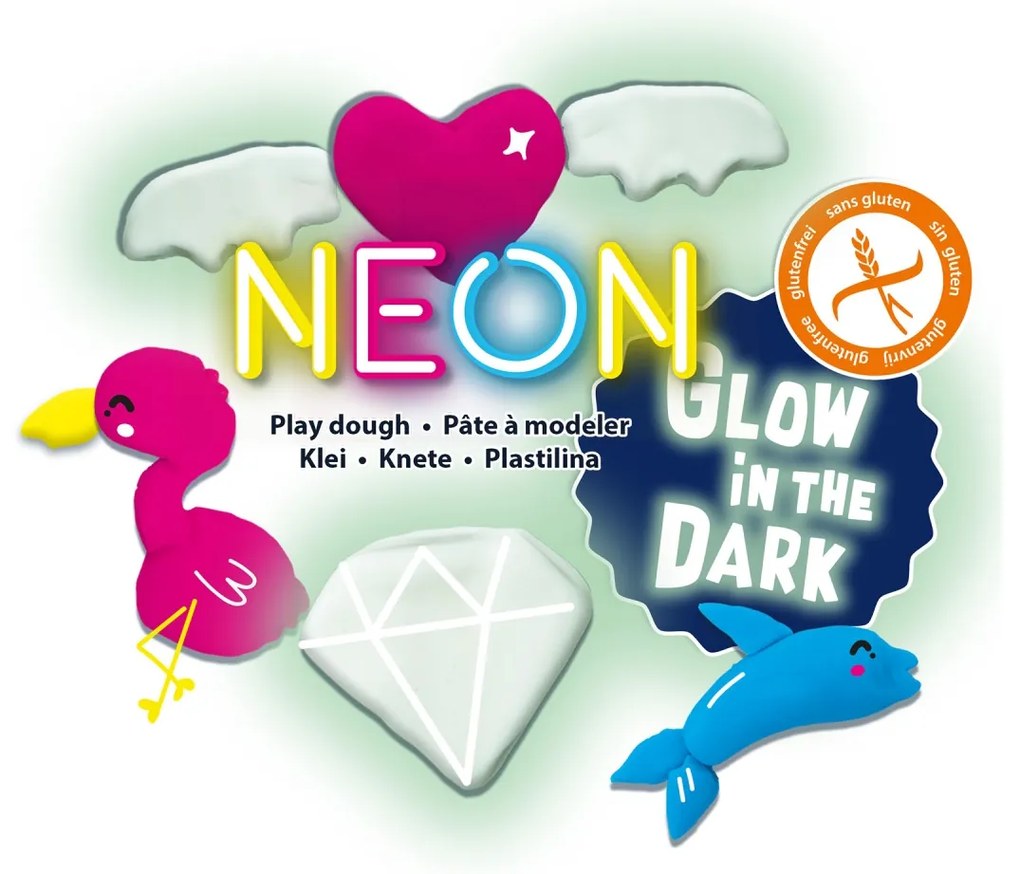 Plastilina culori neon si fluorescenta 4 x 90 gr