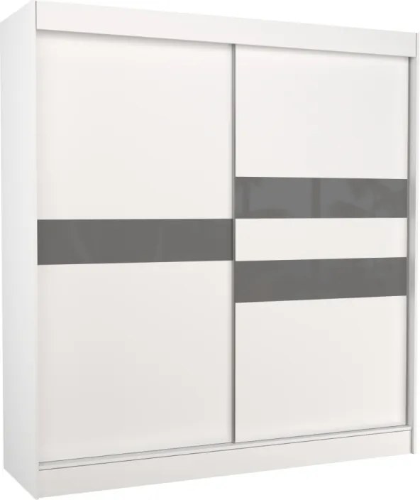 Dulap cu usi glisante 200x215 cm, Batia, ADRK Furniture (Culoare: Negru / Alb / Negru Lacobel)