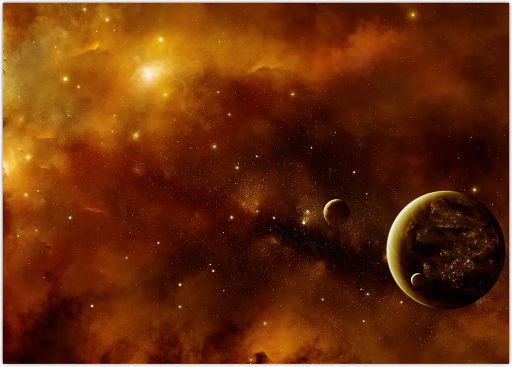 Tablou - Planete cu nebuloasă (70x50 cm)