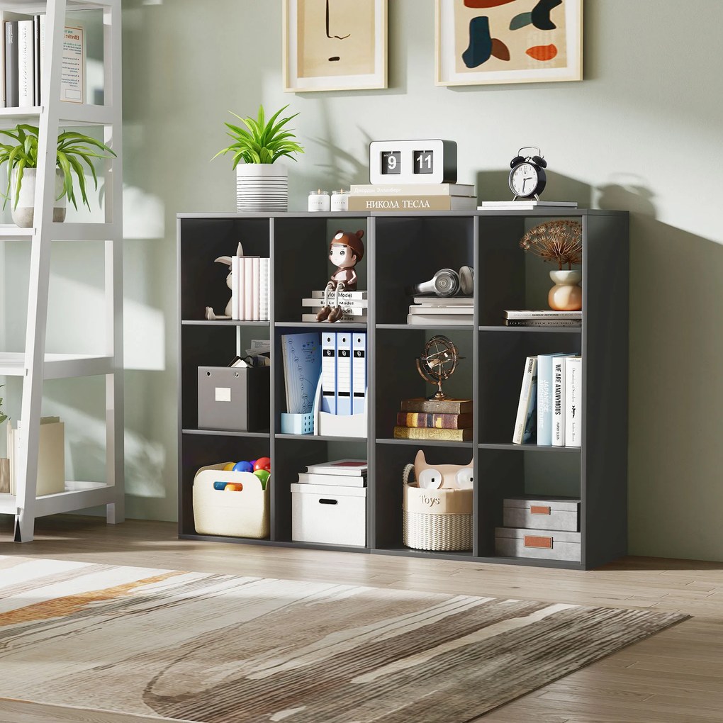 HOMCOM Bibliotecă Modernă Modulară cu 6 Compartimente din PAL, Maro | Aosom Romania