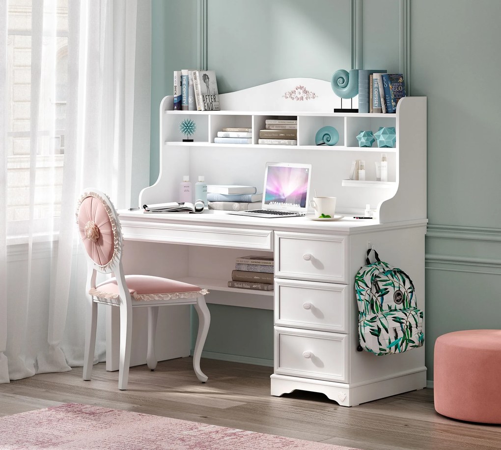 Biblioteca pentru birou din PAL Rustic White 135x62x38 cm