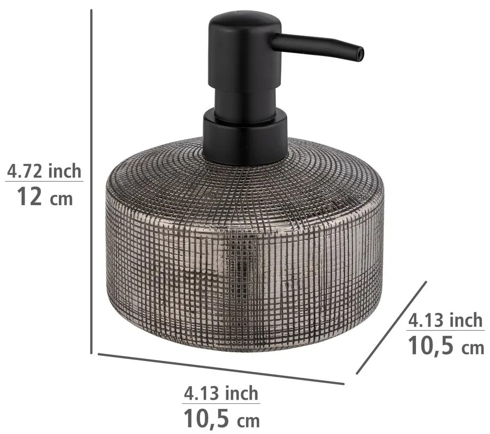 Dozator de săpun lichid argintiu din ceramică 400 ml Rivalta – Wenko