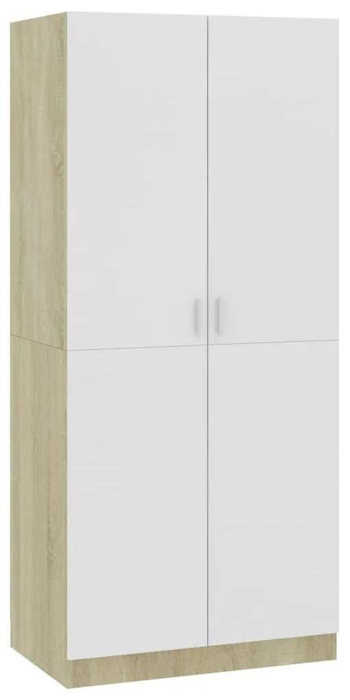 800626 vidaXL Șifonier, alb și stejar sonoma, 80x52x180 cm, PAL