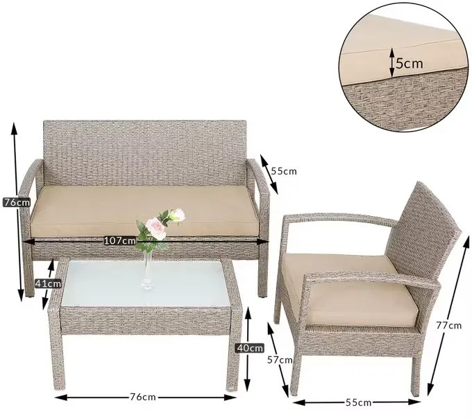 Deuba Set rattan Jamaica - crem