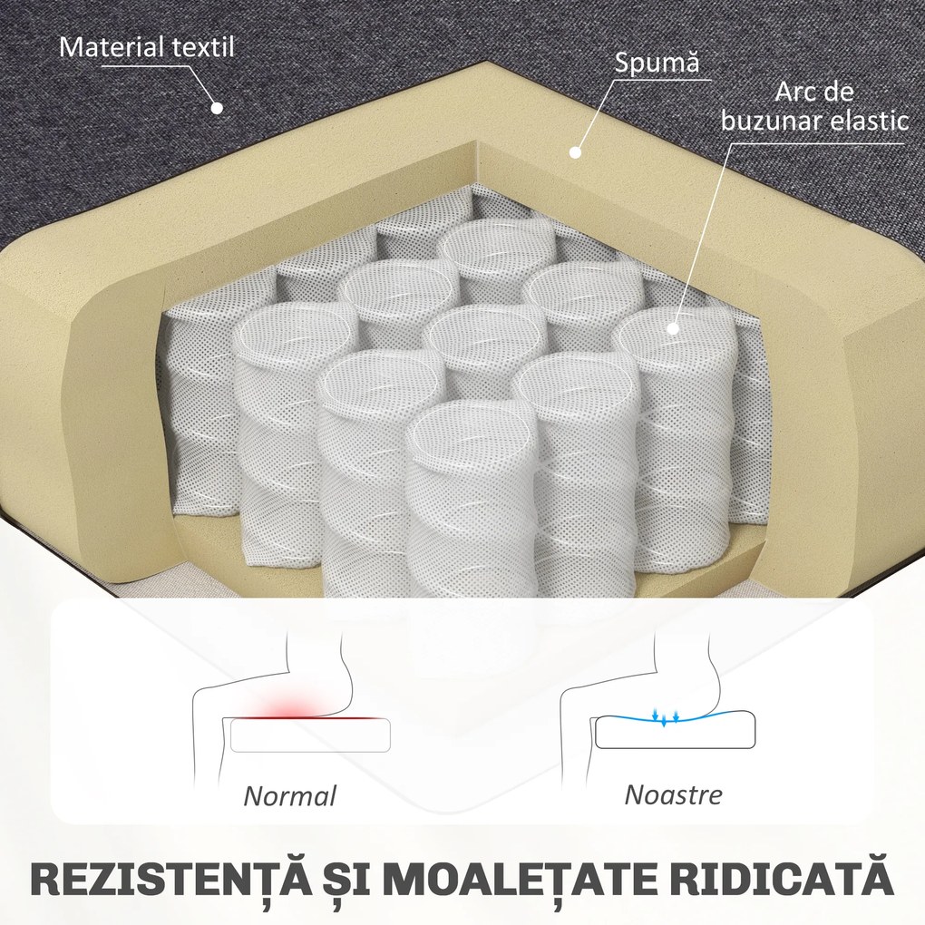 HOMCOM Canapea 2 Locuri din Material Textil fără Brațe cu Cusături, Canapea Compactă Modernă cu Picioare din Lemn de Cauciuc pentru Living, 117x56.5x77 cm, Gri Închis | Aosom Romania