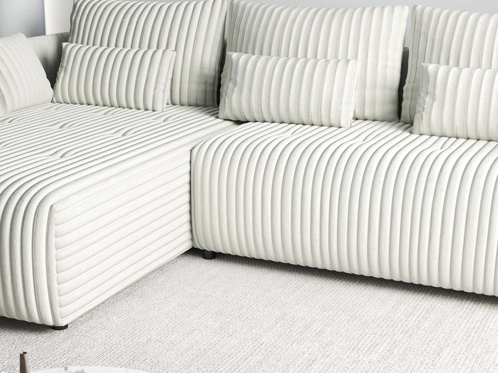 Colțar extensibil dumonde cu ladă de depozitare si sezut confortabil din spuma high-density, Malta Ambience White 235x185 cm