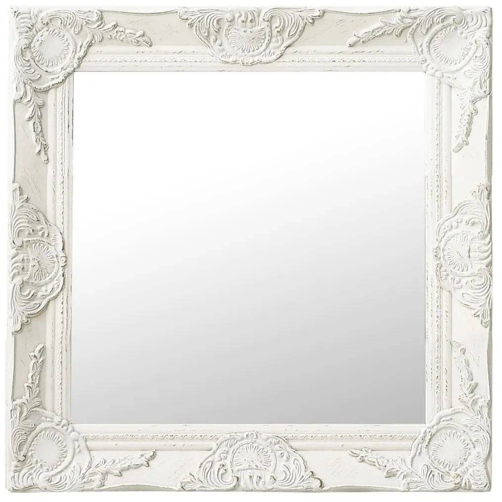 vidaXL Oglindă de perete în stil baroc, alb, 50 x 50 cm