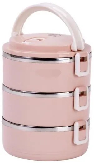 Cutie termoizolanta, sufertas, pentru transport alimente, 3 piese, 1.5 L, roz, Magic Home