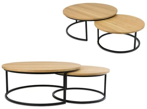SET 2x măsuță de cafea OAKLOFT 38x90 cm negru/stejar