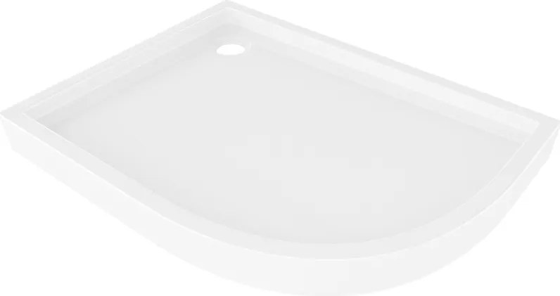 Mexen Flow+ cadă semicirculară asimetrică stânga 90 x 80 cm, luciu alb - 46Q108090LH