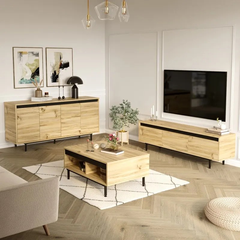 Set Mobilier Living 3 Piese LV34-KL Culoare Stejar