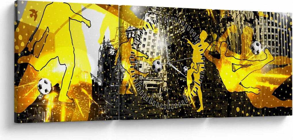Tablou - Fotbal în marele oraș (cu ceas) (90x30 cm)