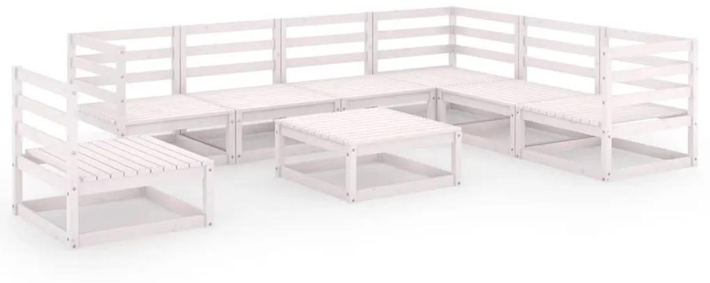 Set mobilier de gradina, 8 piese, alb, lemn masiv de pin Alb, 1, nu