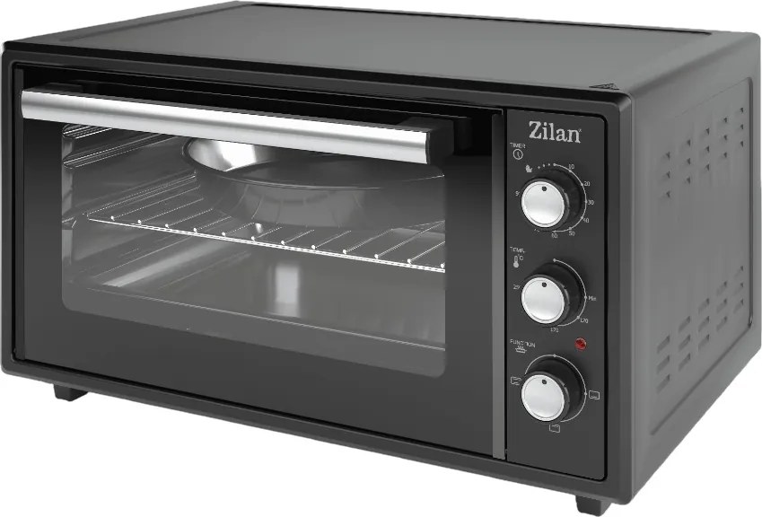 Cuptor electric Zilan ZLN5649, Putere 2000W, Capacitate 45L, Timer, Termostat, 3 trepte putere, interior emailat, Negru