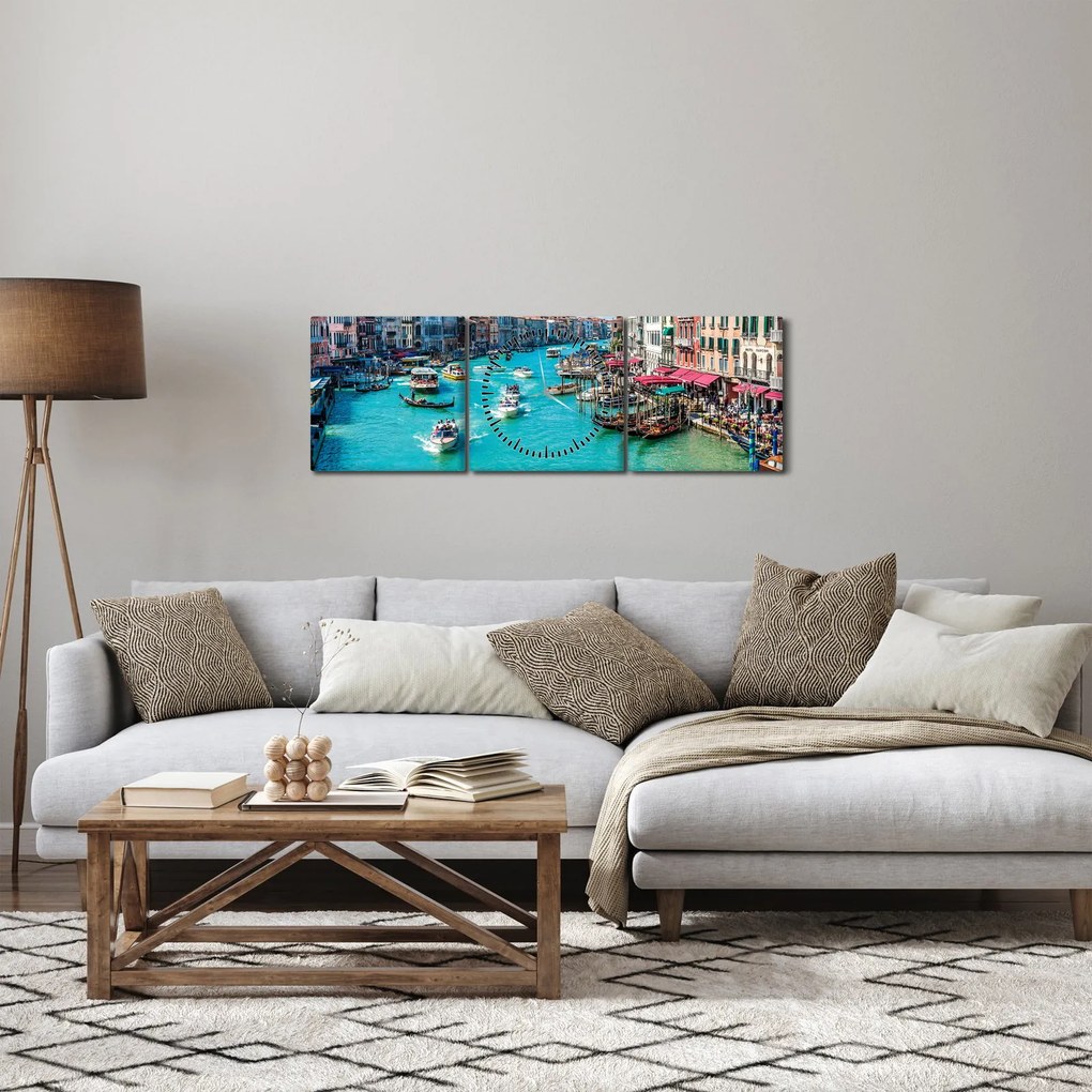 Tablou - Canalul Grande, Veneția, Italia (cu ceas) (90x30 cm)