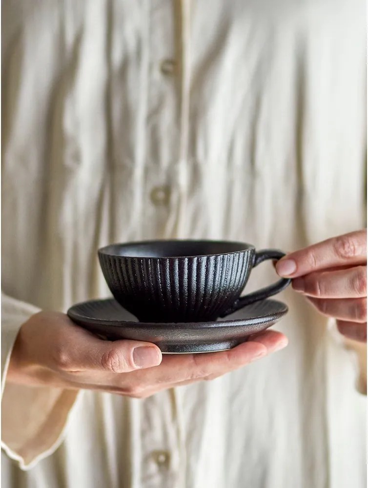 Ceașcă neagră pentru cappuccino din ceramică 200 ml Neri – Bloomingville