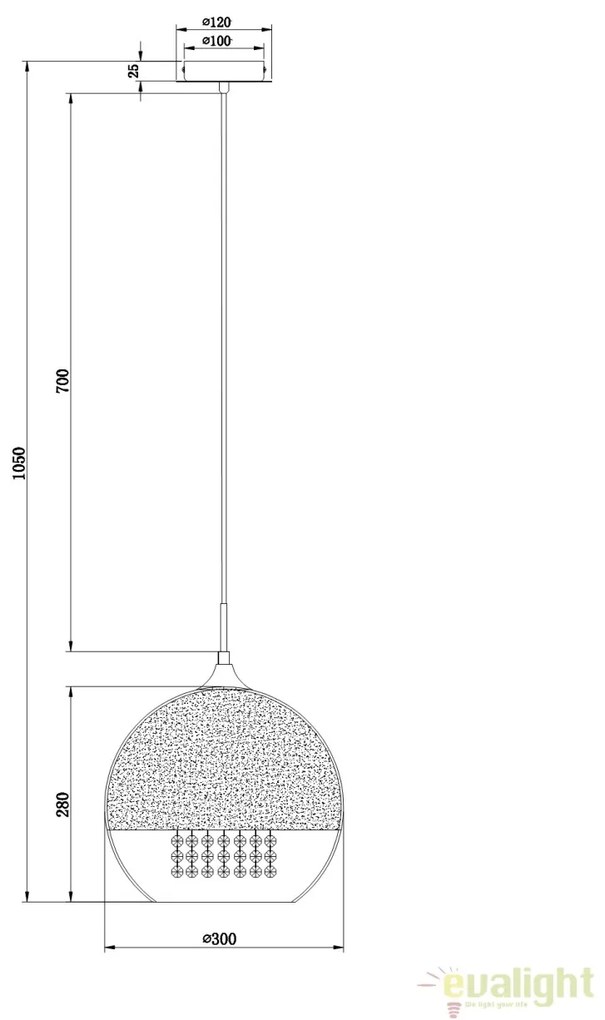 Lustra suspendata, Pendul modern Fermi, 30cm MYP140-PL-170-1-N