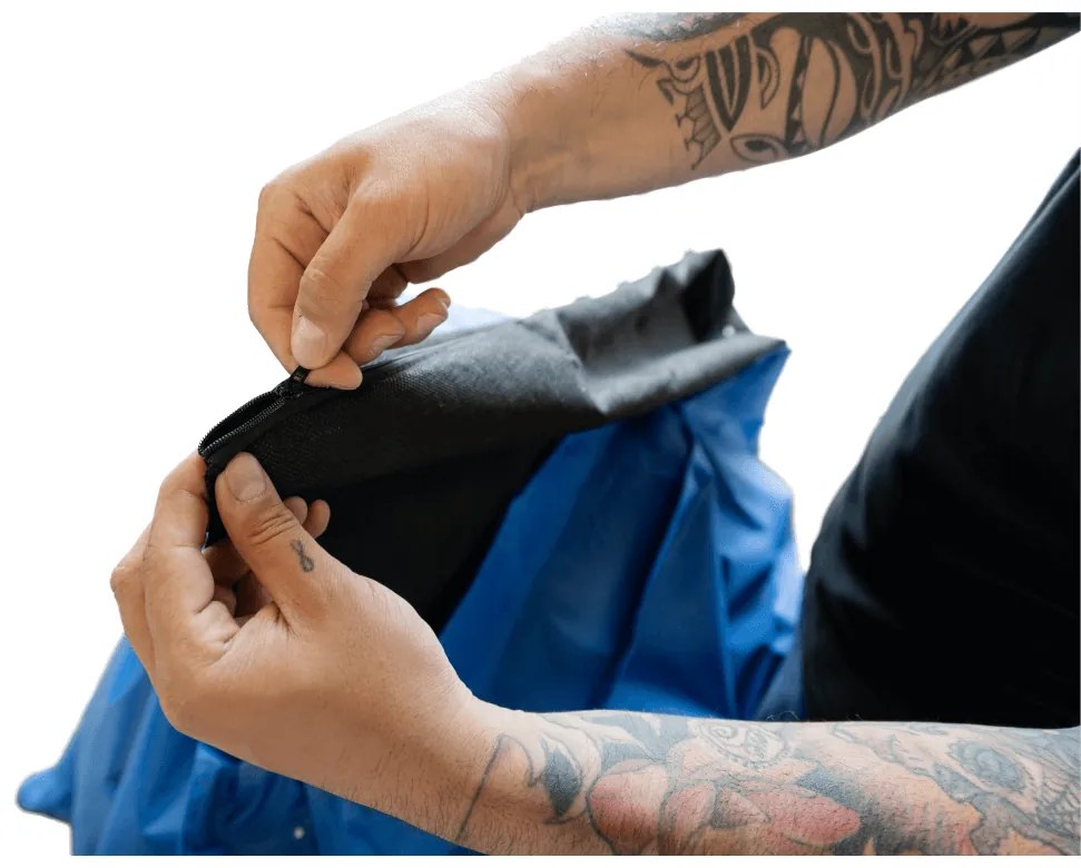 Fotoliu tip sac, material textil albastru, GETAF