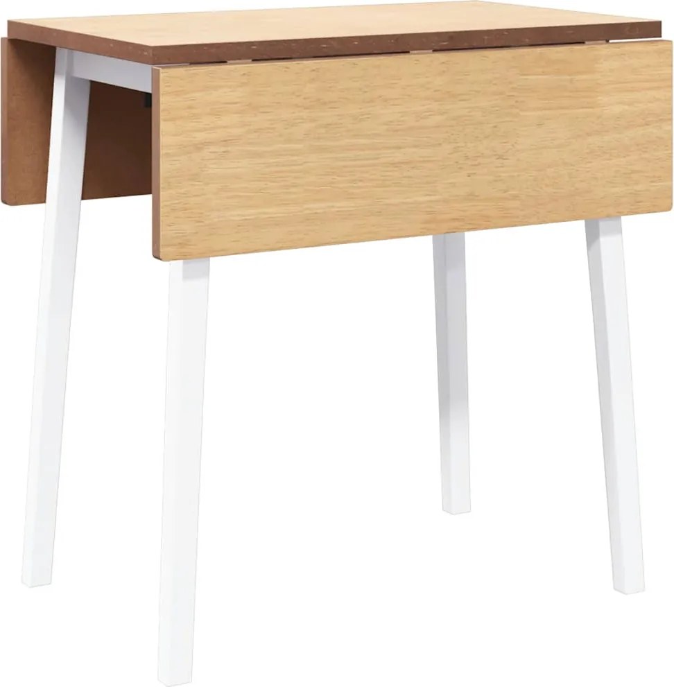 vidaXL Masa de sufragerie alb din lemn masiv cauciuc